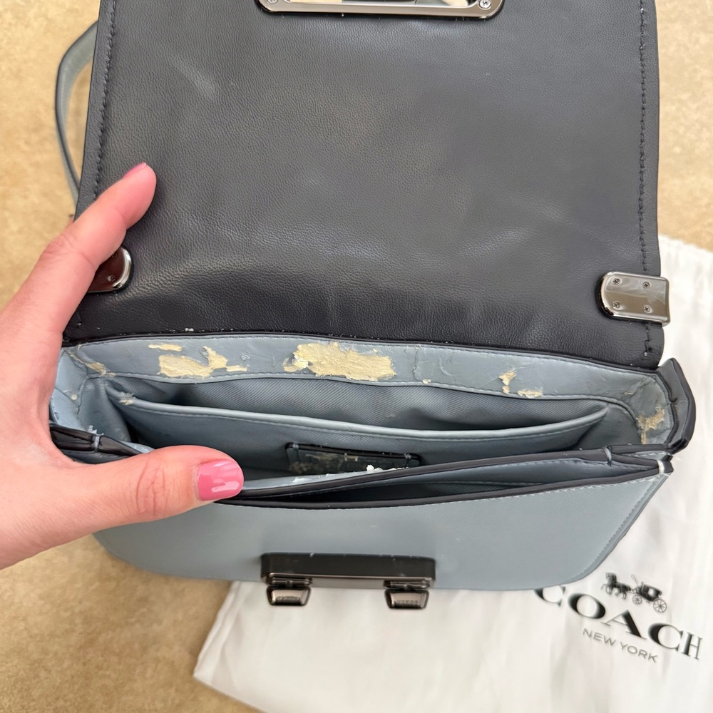 COACH Floral Embellished Blue Shoulder/ Crossbody purse - Picture 11 of 14